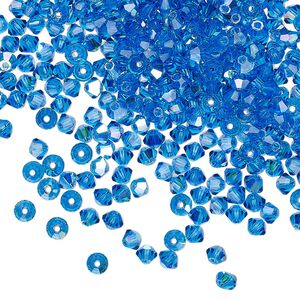 Bead 1440pk Capri blue AB, Preciosa Czech crystal 3mm bicone