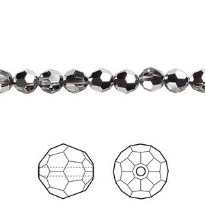 Bead 12pk crystal light chrome, Crystal Passions&reg; 6mm round 5000