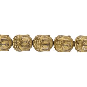 Hemalyke&trade; 1pkg1, matte electroplated Buddha head bead 15.5-16 inch 10x9mm