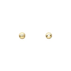 Bead 1pkg100 gold-plated, 4mm corrugated round, brass