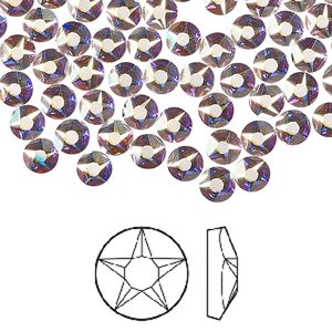 Flat back 144pk crystal AB foil back, Crystal Passions&reg; 4.6-4.8mm round SS20 2100