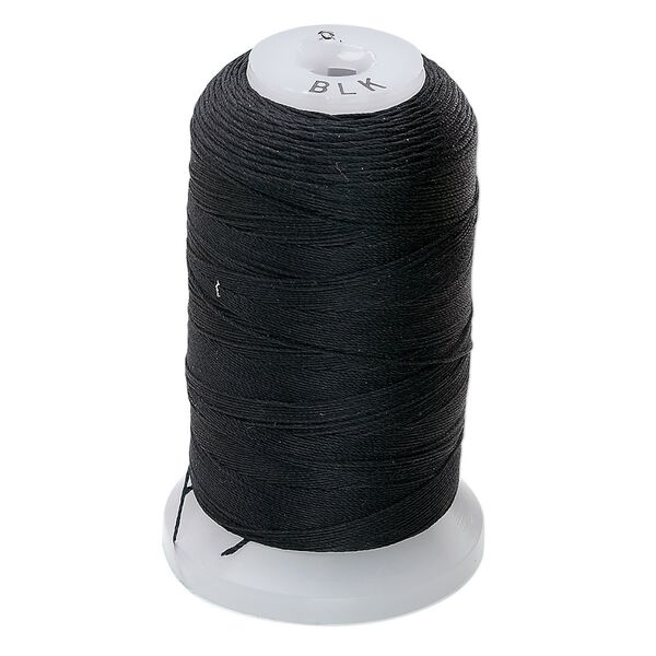 Thread, Purely Silk&trade;, 3-ply, black, size C. Sold per 310-yard spool. image number 0