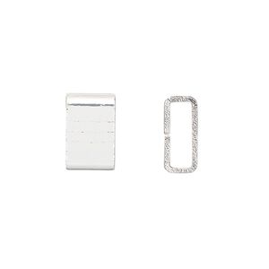 Crimp 1pkg20 silver-finished, 6x4mm flat rectangle / 5x1.5mm inside diameter, brass