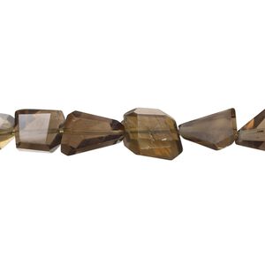 Smoky quartz 1pkg1, hand-cut faceted nugget bead 10 inch small