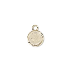 Drop, Almost Instant Jewelry&reg;, gold-plated "pewter" (zinc-based alloy), 10.5mm flat round with SS40 rose setting. Sold per pkg of 2.