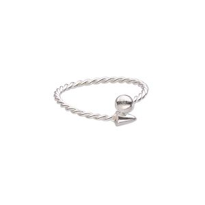 Ring, sterling silver, 7mm wide with twisted design, ball and spike, adjustable from size 5.5-7. Sold individually.
