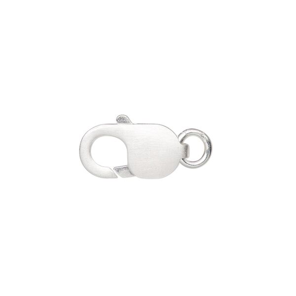 Clasp lobster claw 1pkg1 satin sterling silver, 16x8mm / 6mm closed jump ring, 1-strand image number 0