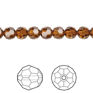 Bead 12pk light amber, Crystal Passions&reg; 6mm round 5000