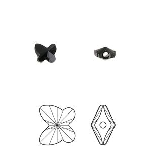 Bead 360pk jet, Swarovski&reg; 6x5mm butterfly 5754