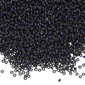 Seed bead, Miyuki 1pkg250g glass, #15 rocaille, Duracoat&reg; transparent silver-lined dark navy blue / outside dyed (RR-4282)