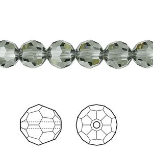Bead 12pk black diamond, Crystal Passions&reg; 8mm round 5000