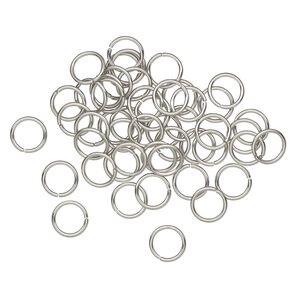 Jump ring 1pkg50 stainless steel, 6mm round, 22 gauge / 4.7mm inside diameter