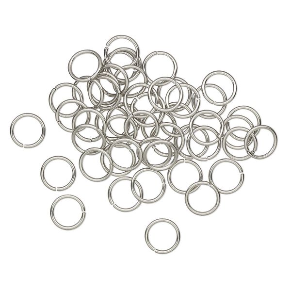 Jump ring 1pkg50 stainless steel, 6mm round, 22 gauge / 4.7mm inside diameter image number 0