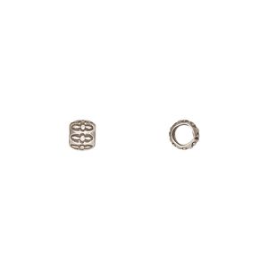 Bead 1pkg2 sterling silver, 5x4mm textured barrel, antiqued Hill Tribes