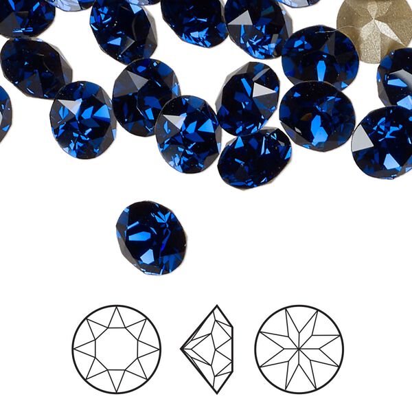 Chaton 144pk dark sapphire foil back, Swarovski&reg; ReCreated&trade; 8.16-8.41mm round SS39 1088 image number 0