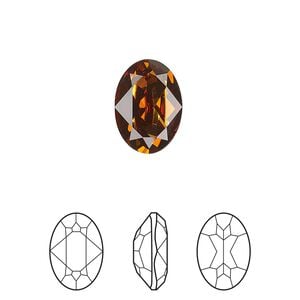 Fancy stone 12pk light amber foil back, Crystal Passions&reg; 14x10mm oval 4120