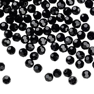 Bead 144pk jet, Preciosa Czech crystal 4mm round