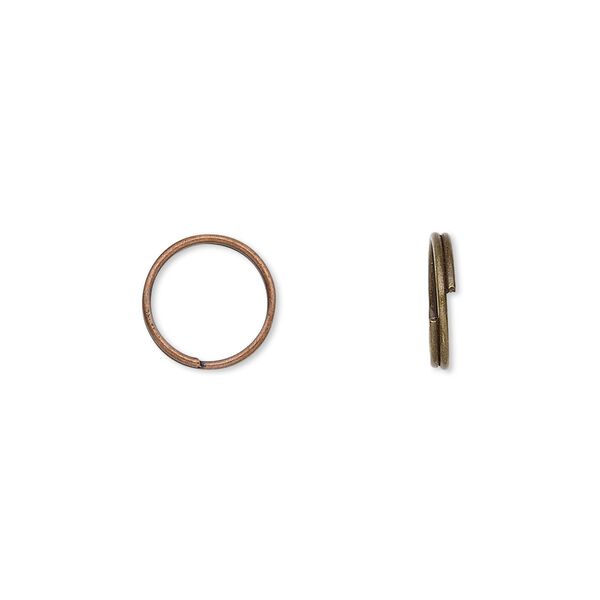 Split ring 1pkg1000 copper-finished, 10mm round, 8.5mm inside diameter / steel / antique image number 0