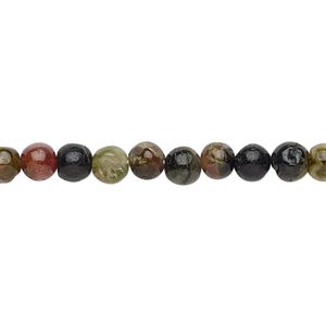 Multi-tourmaline 1pkg1, hand-cut round bead natural 12 inch 4-5mm