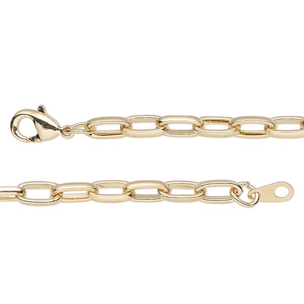 Chain 1pkg1 paperclip, 4mm / lobster claw clasp, gold-finished steel 36 inch image number 0