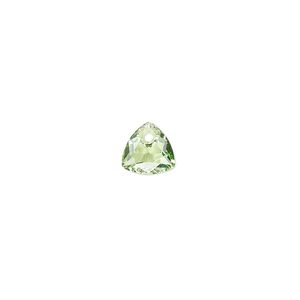 Drop 1pk peridot, Crystal Passions&reg; 8mm pendant trilliant cut 6434