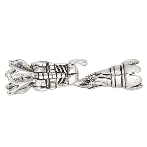 Clasp hook 1pkg1 "pewter" (zinc alloy), 59x15mm / fits 7-8mm cord, antique silver-finished 1-strand