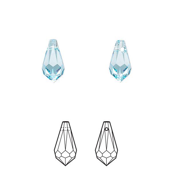 Drop 288pk aquamarine, Swarovski&reg; 11x5.5mm pendant teardrop 6000 image number 0