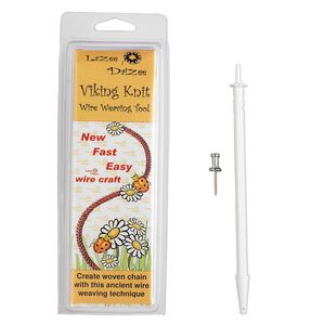 Viking Knit tool, Lazee Daizee&trade;, plastic, white, 6-1/2 x 1/4 inch rod with pin tool. Sold individually.