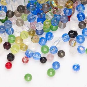 Bead mix 1pkg50g glass, matte frosted mixed colors, 3-6mm round