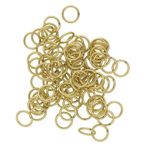 Jump ring 1pkg100 brass, 9mm soldered closed round, 18 gauge / 7mm inside diameter