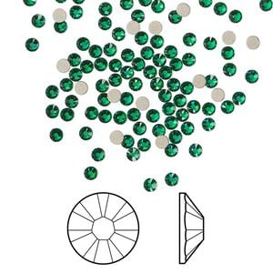 Flat back 144pk majestic green foil back, Crystal Passions&reg; 2.1-2.3mm rose round SS7 2058