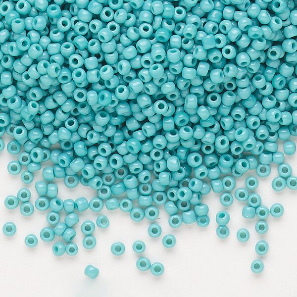 Seed bead, Dyna-Mites&trade;, glass, pkg/40g, #11 round, opaque turquoise blue, (740 11/0 RR). image number 0
