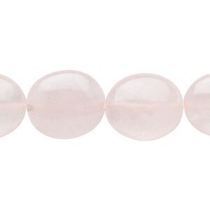 Rose quartz 1pkg1, flat oval bead natural 15.5-16 inch 16x14mm