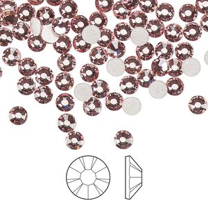 Flat back 144pk light rose foil back, Preciosa MAXIMA Czech crystal hotfix rhinestone 3.8-4mm chaton rose round SS16
