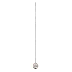 Head pin 1pkg2 rhodium-plated sterling silver, 2.25 inch / 4mm faceted round, 20 gauge
