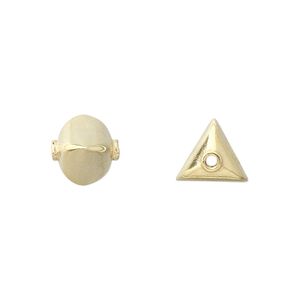 Bead, "vermeil," 12x11mm 3-sided tube. Sold per pkg of 8.