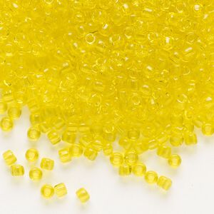 Seed bead, Dyna-Mites&trade;, glass, transparent yellow, #8 round. Sold per 40-gram pkg.