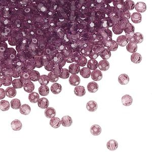 Bead 144pk amethyst, Preciosa Czech crystal 3mm round