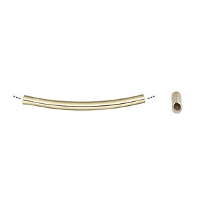 Bead 1pkg20 gold-plated, 26x2mm curved tube, brass