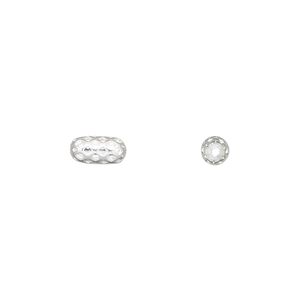 Bead 1pkg100 silver-plated, 8x4mm weave capsule / cutout, brass