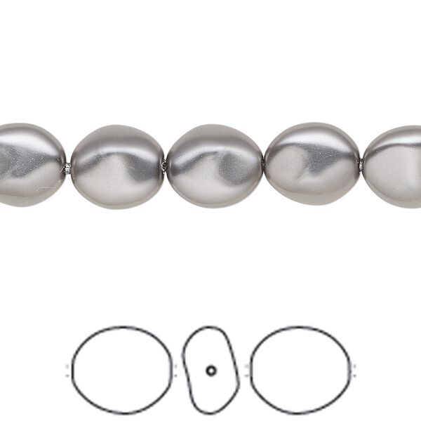 Pearl 10pk dark grey, Crystal Passions&reg; 10x9mm baroque coin 5842 image number 0