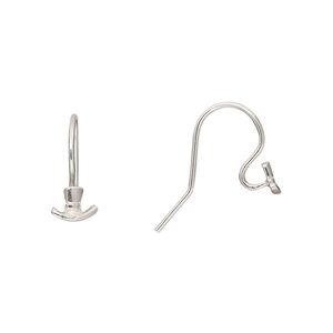Ear wire fishhook 1pkg2 Amoracast&reg; sterling silver, 13mm / 6.5x4.5mm top hat / open loop, 20 gauge 1 pair