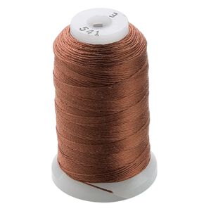 Thread, Purely Silk&trade;, 3-ply, brown, size E. Sold per 200-yard spool.