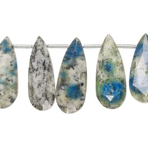 K2 "jasper" 1pkg19, hand-cut top-drilled faceted puffed teardrop bead natural 21x9mm-24x10mm