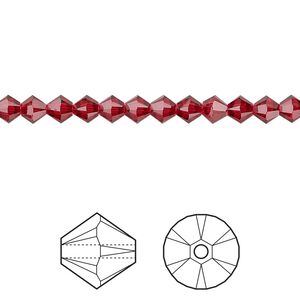 Bead 48pk scarlet, Crystal Passions&reg; 4mm bicone 5328