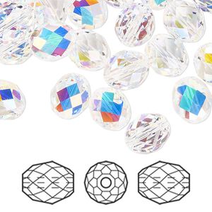 Bead 72pk crystal AB, Swarovski&reg; 9.5x8mm olive briolette 5044