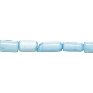 Bead, cat's eye glass (fiber optic glass), sky blue, 8x4mm-9x5mm round tube. Sold per 14-inch strand, approximately 45 beads.