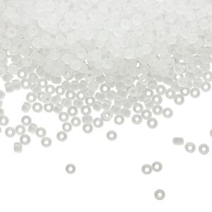 Seed bead, TOHO BEADS&reg;, glass, pkg/7.5g, #11 round, translucent frosted crystal clear (TR-11-1F).