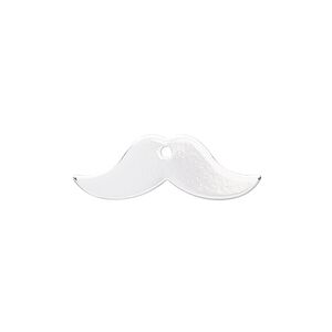 Charm, silver-finished steel, 25x9mm mustache. Sold per pkg of 10.