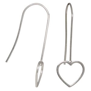 Earring, Create Compliments&reg;, sterling silver, 40.5mm fishhook with open heart. Sold per pair.